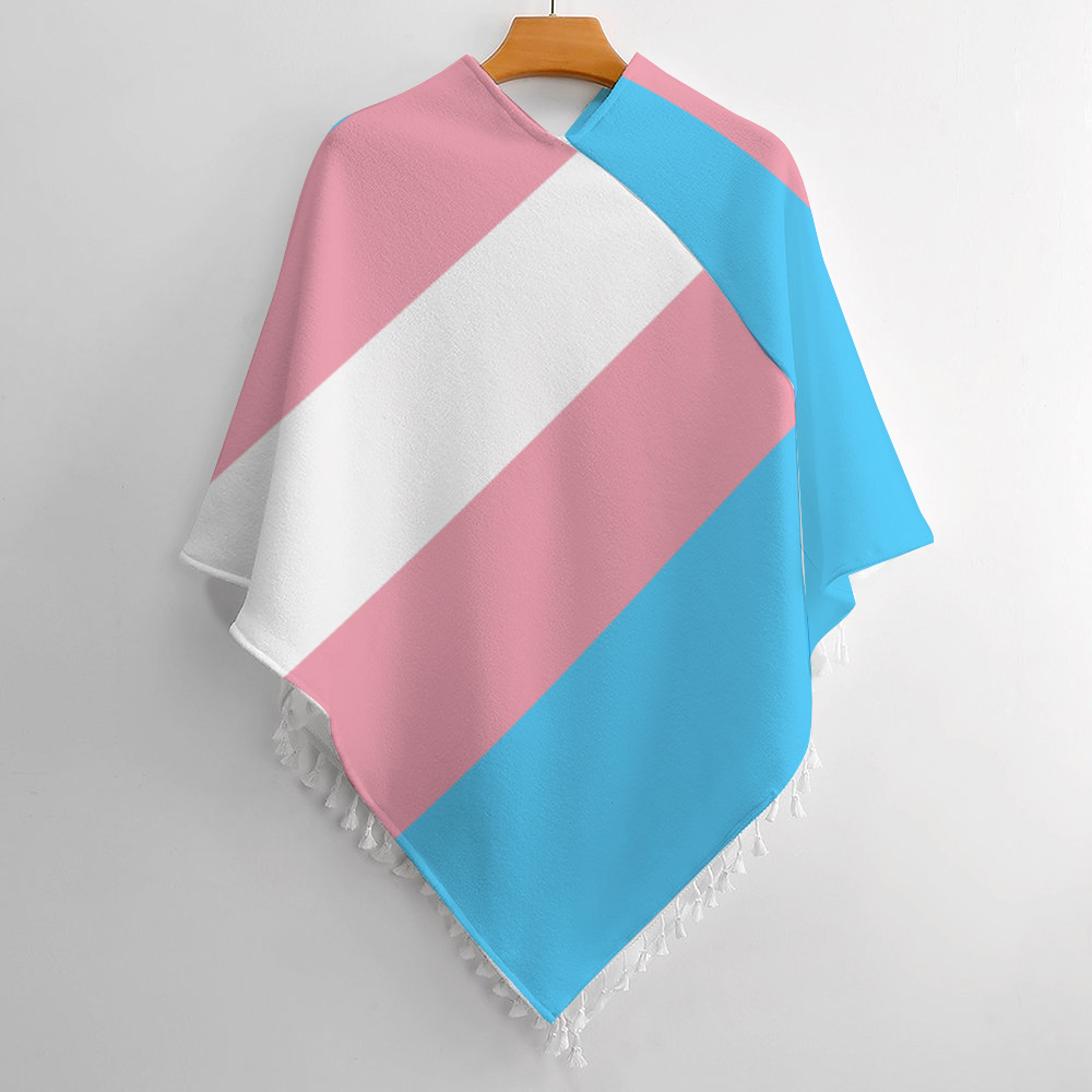Blue Pink White All Over Pride Knitted Shawl