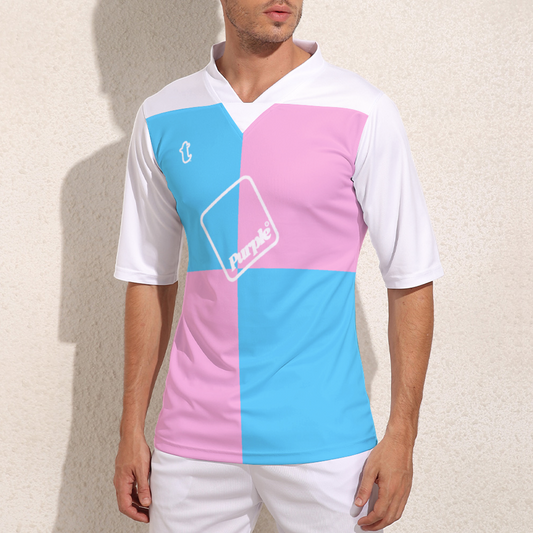 Plus Size Blue Pink White Pride Rugby League Short-Sleeved Jersey