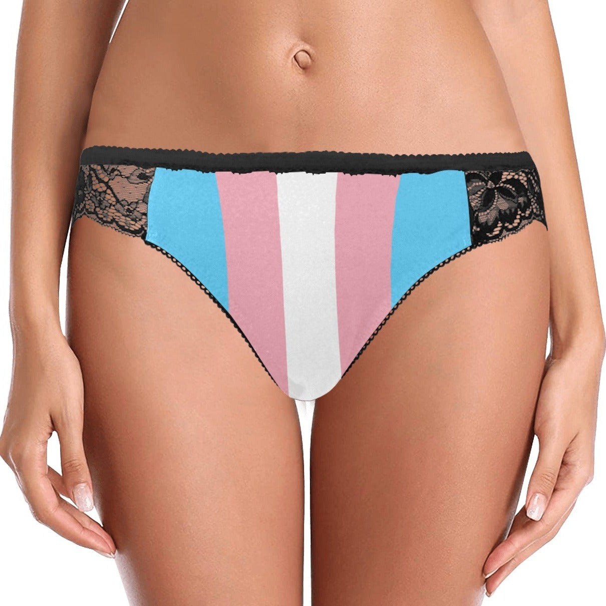 Teen - Plus Size Blue Pink White Pride Black Lace Panties