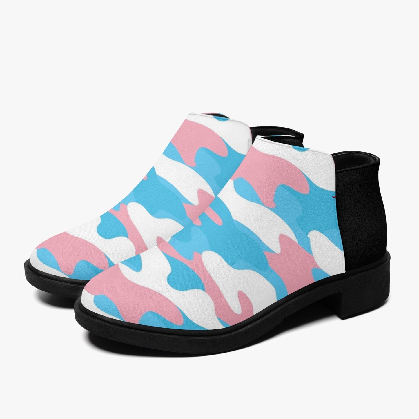 Blue Pink White Pride Camouflage Zipper Ankle Boots