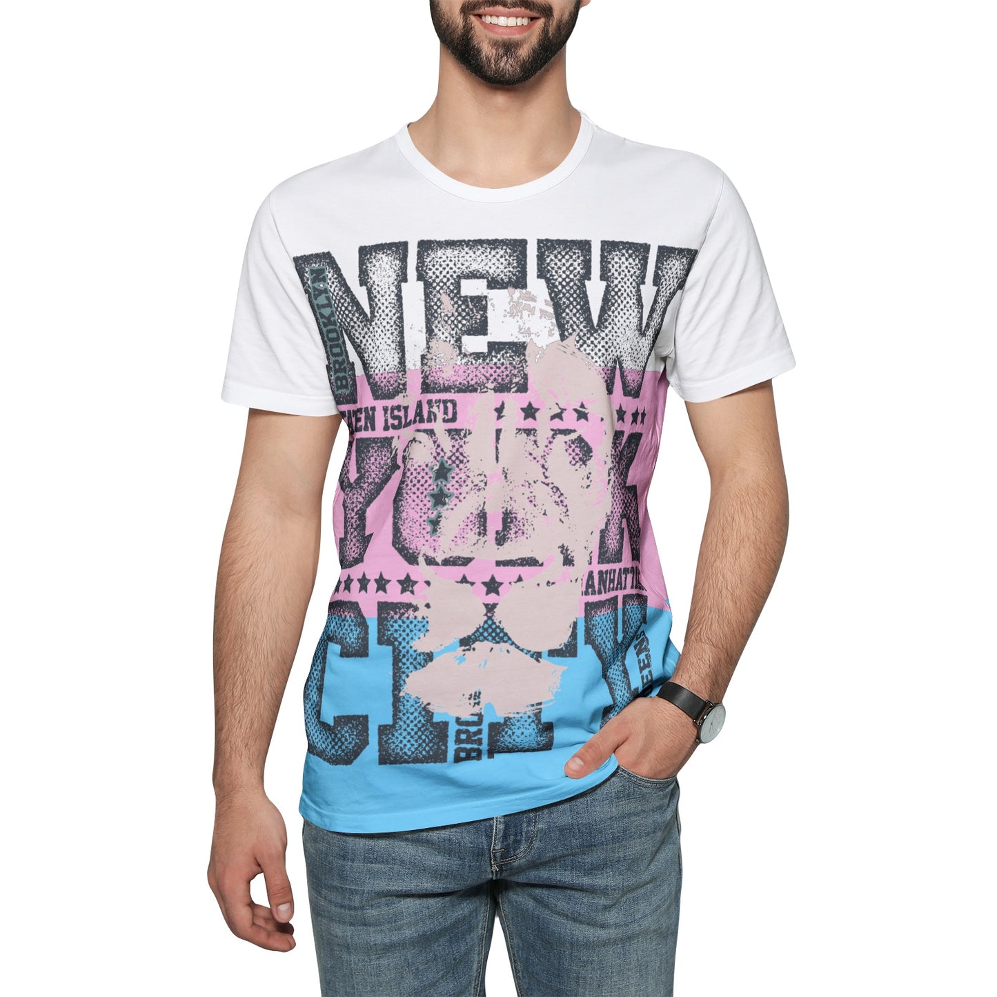 Teen - Plus Size Blue Pink White NYC Pride Banded T-Shirt