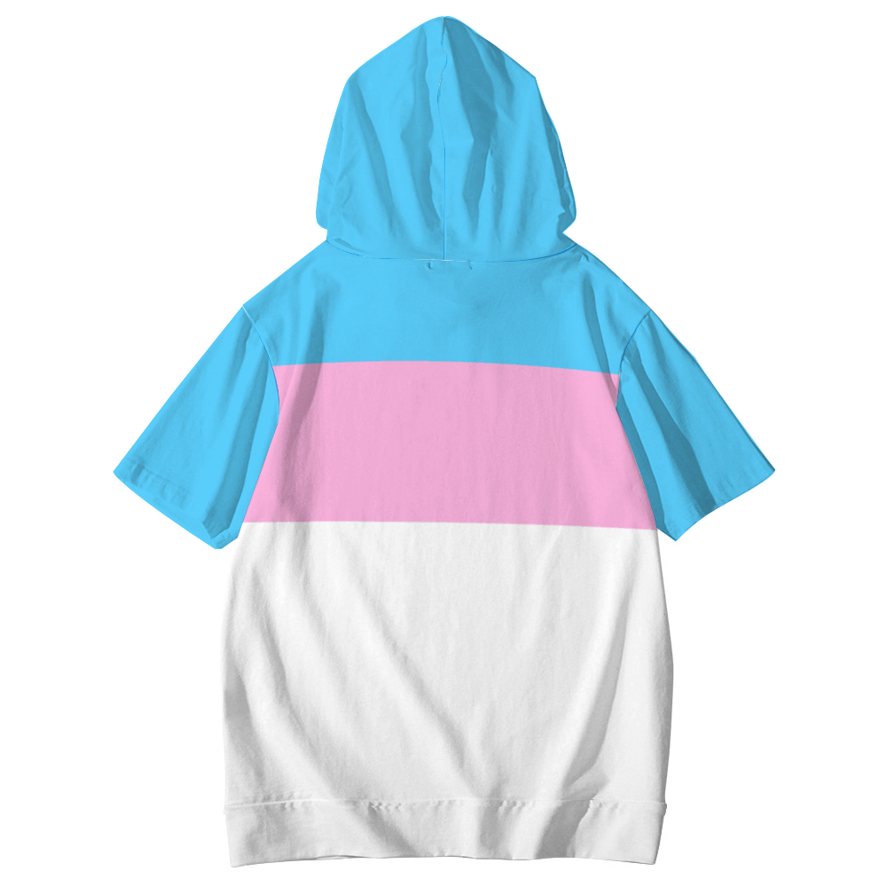 S - 8XL Blue Pink White Pride Hooded Short-Sleeve T-Shirt