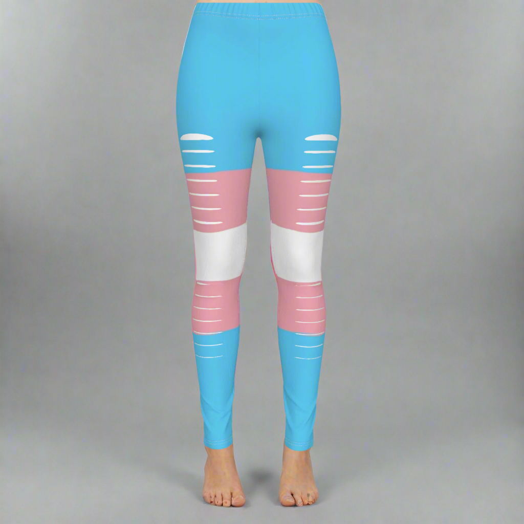 Blue Pink White All Over Trans Pride Ripped Walk-Out Yeggers tunnellsCo.