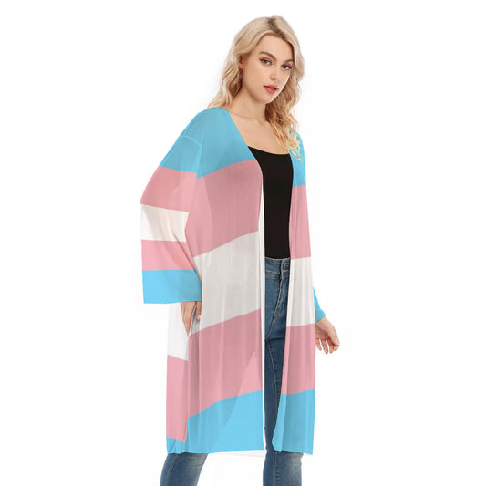 All- Over Print Women's Long Sleeve Mesh Cardigan