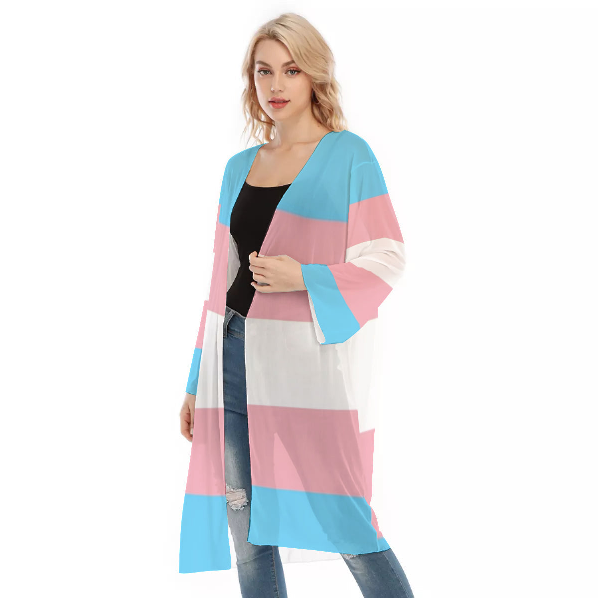 All- Over Print Women's Long Sleeve Mesh Cardigan