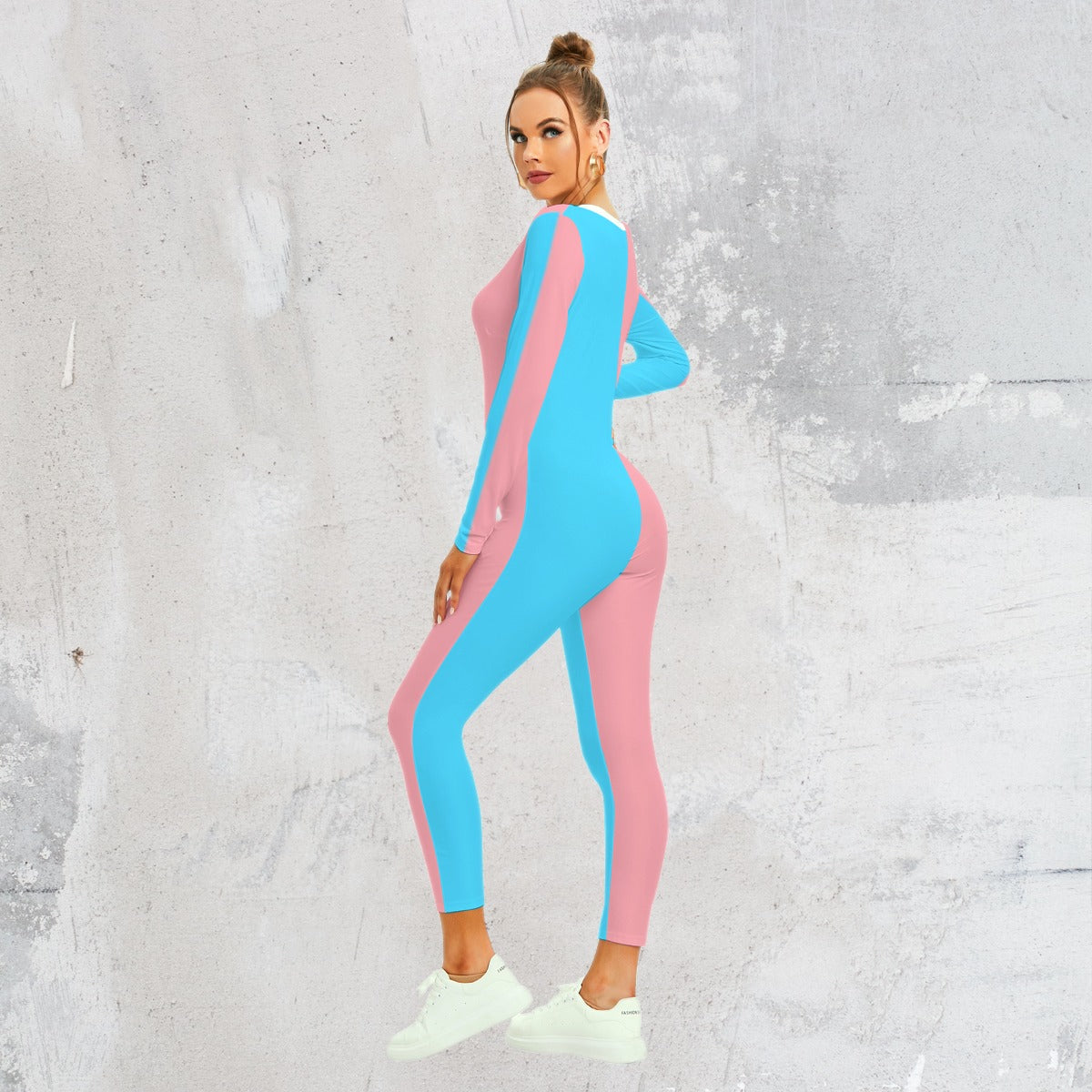All-Over Print Women's Low Neck One-Piece Pajamas