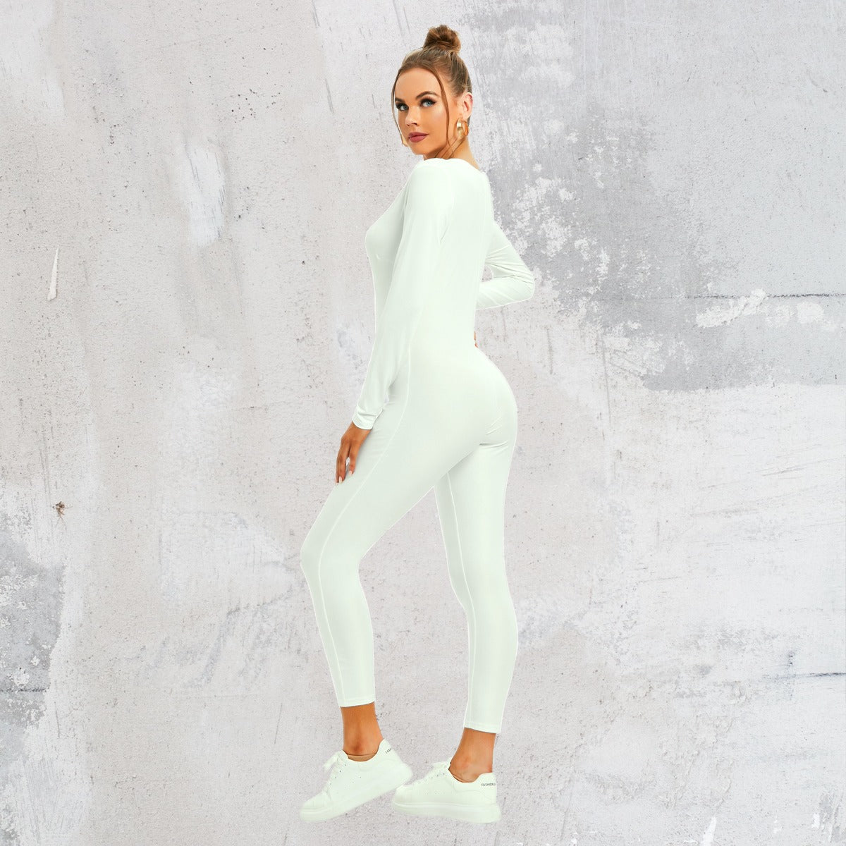 All-Over Print Women's Low Neck One-Piece Pajamas