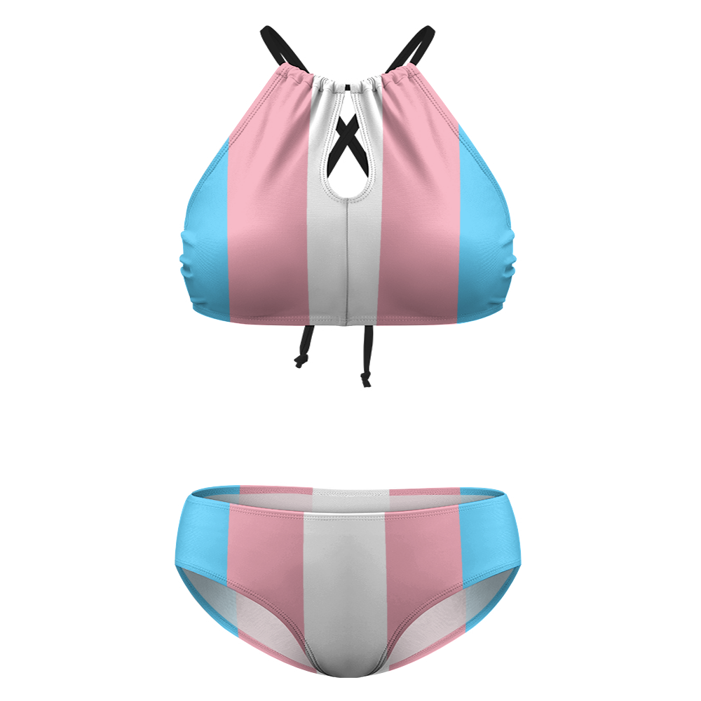 Plus Size Blue Pink White Pride Two Piece Stylish Bikini