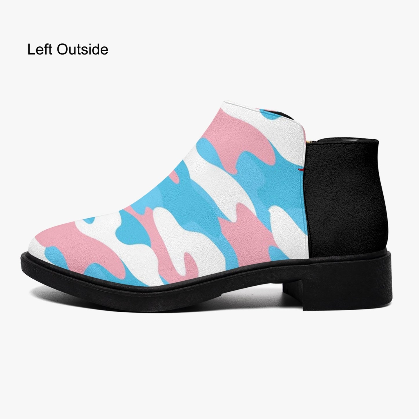 Blue Pink White Pride Camouflage Zipper Ankle Boots