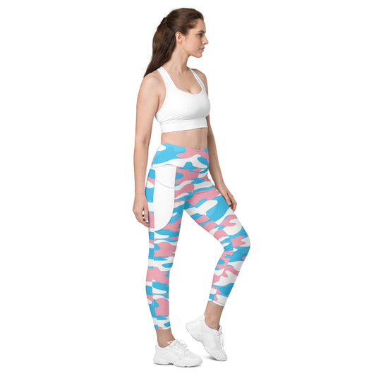 Blue Pink White Pride Camouflage Fitness, Pilates Workout Pants