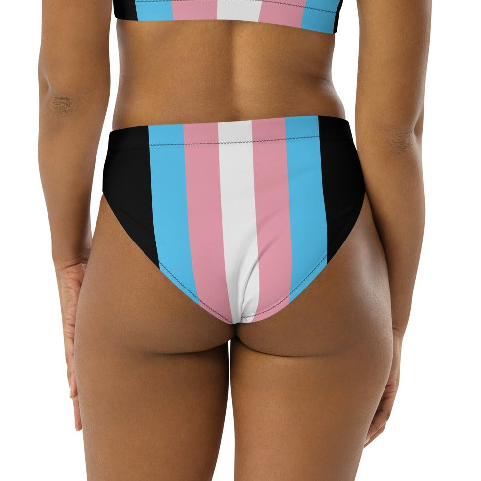 Blue Pink White Trans Pride Black Recycled High-Waisted Bikini Twin-Set