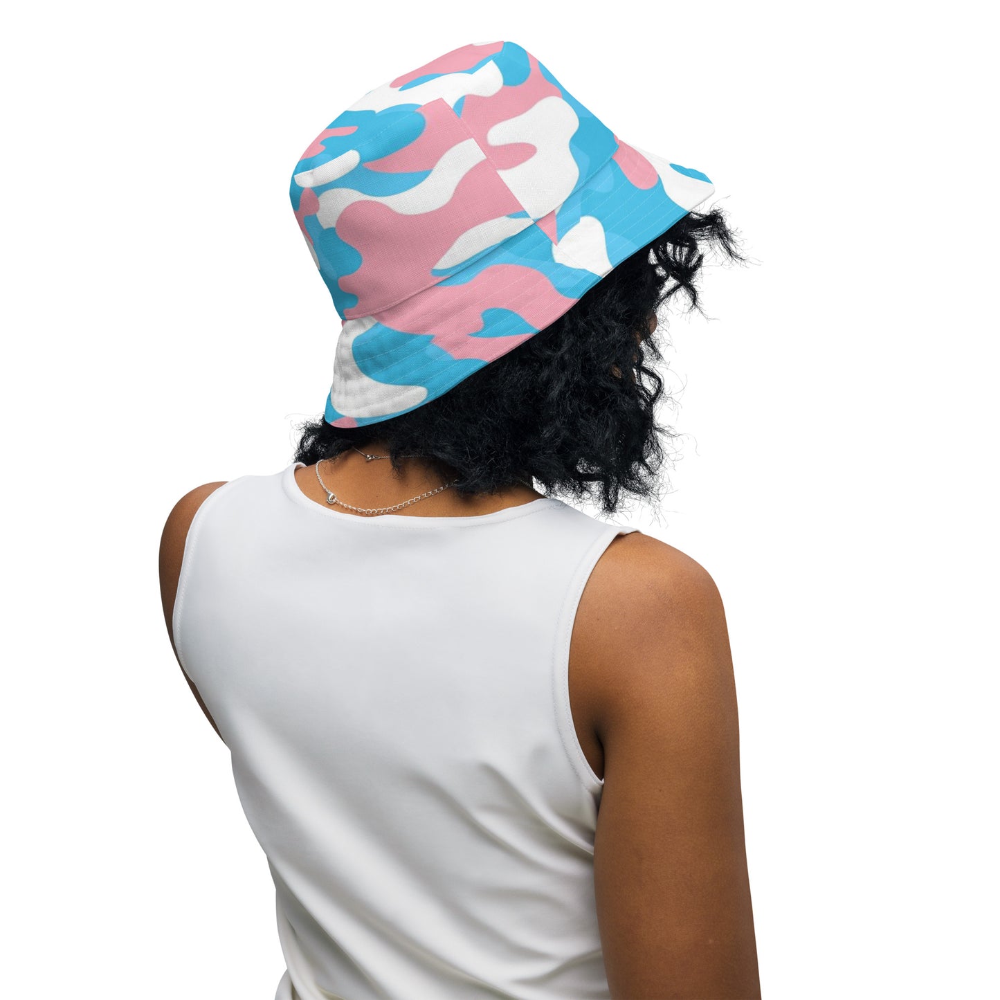 Blue Pink White Pride Camouflage Reversible Bucket Hat