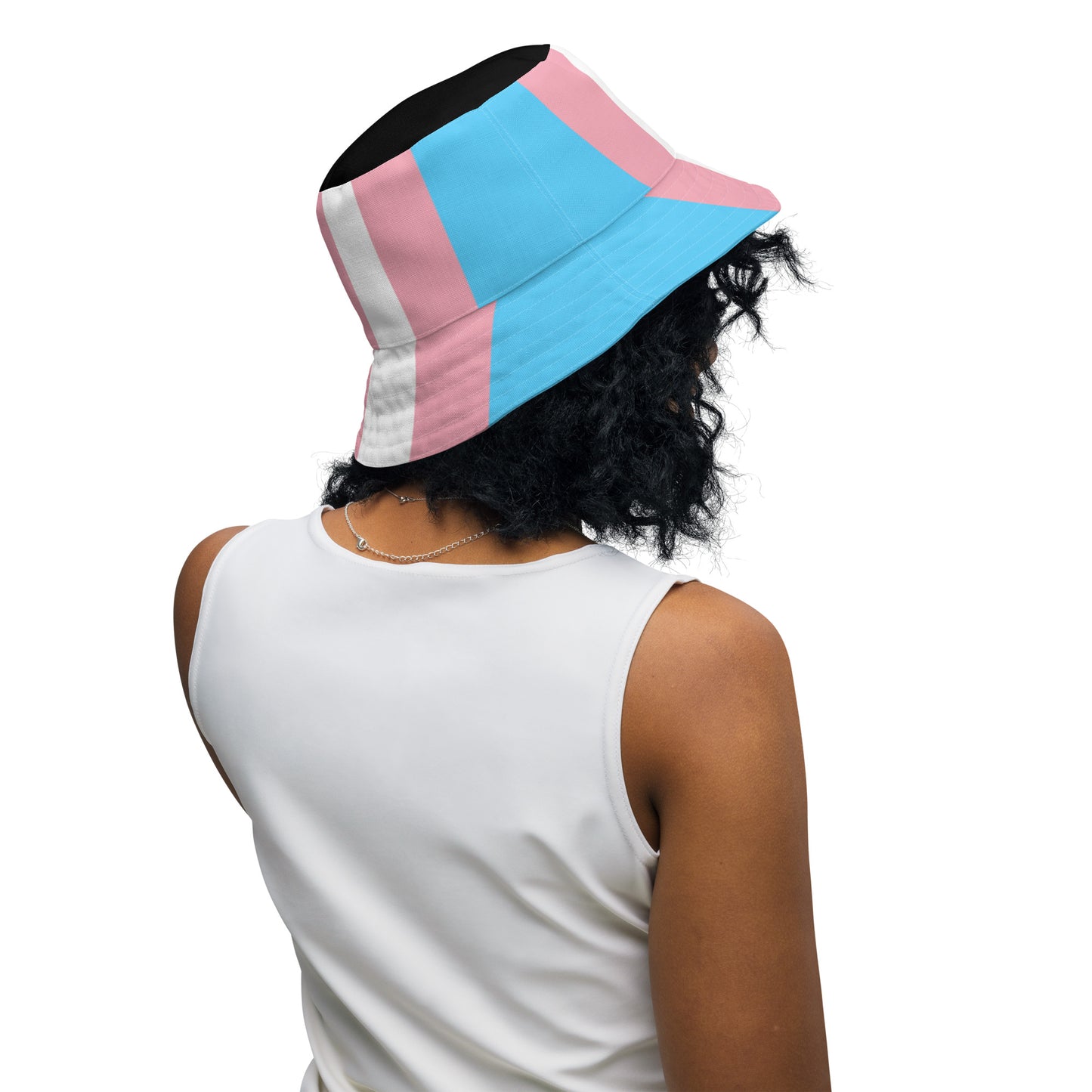 Blue Pink White Trans Pride Reversible Bucket Hat