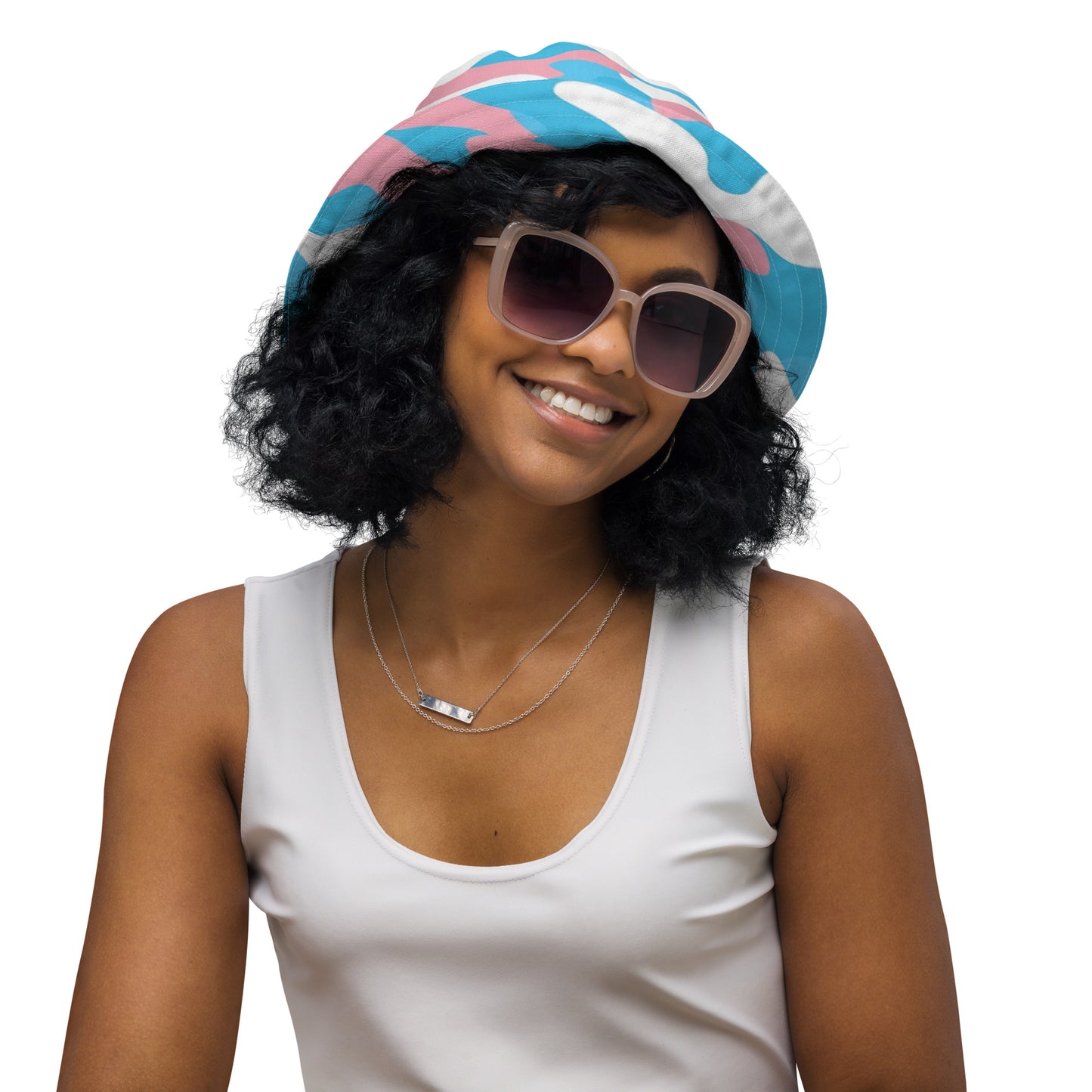 Blue Pink White Pride Camouflage Reversible Bucket Hat