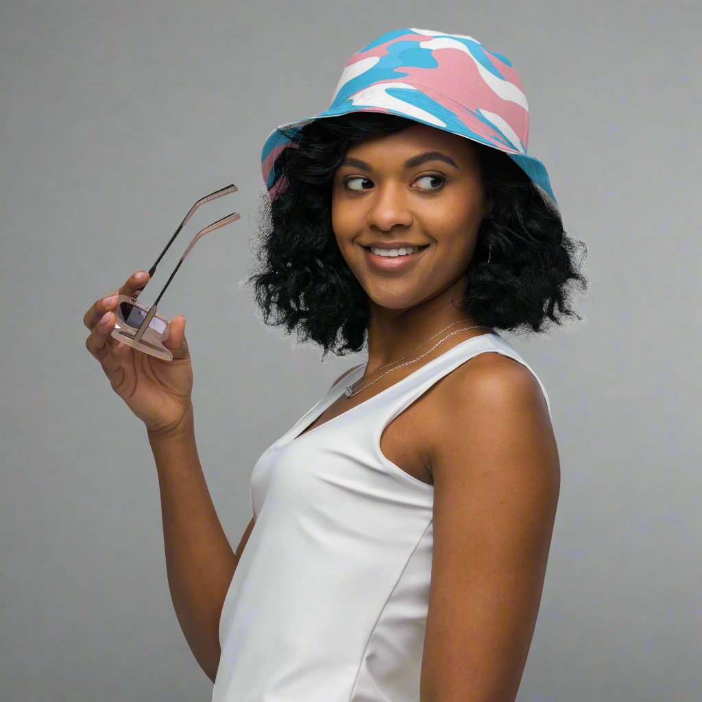 Blue Pink White Pride Camouflage Reversible Bucket Hat