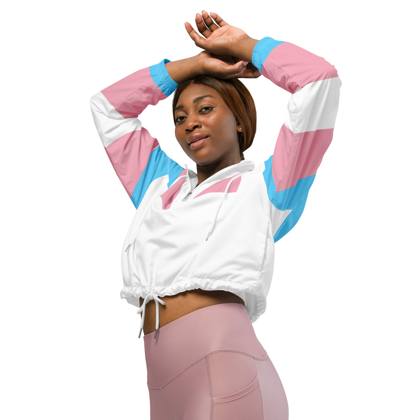 Blue Pink White Trans Pride Cropped Track Jacket
