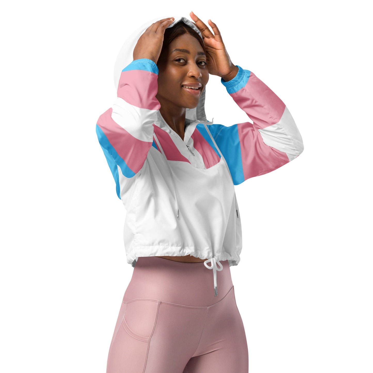 Blue Pink White Trans Pride Cropped Track Jacket