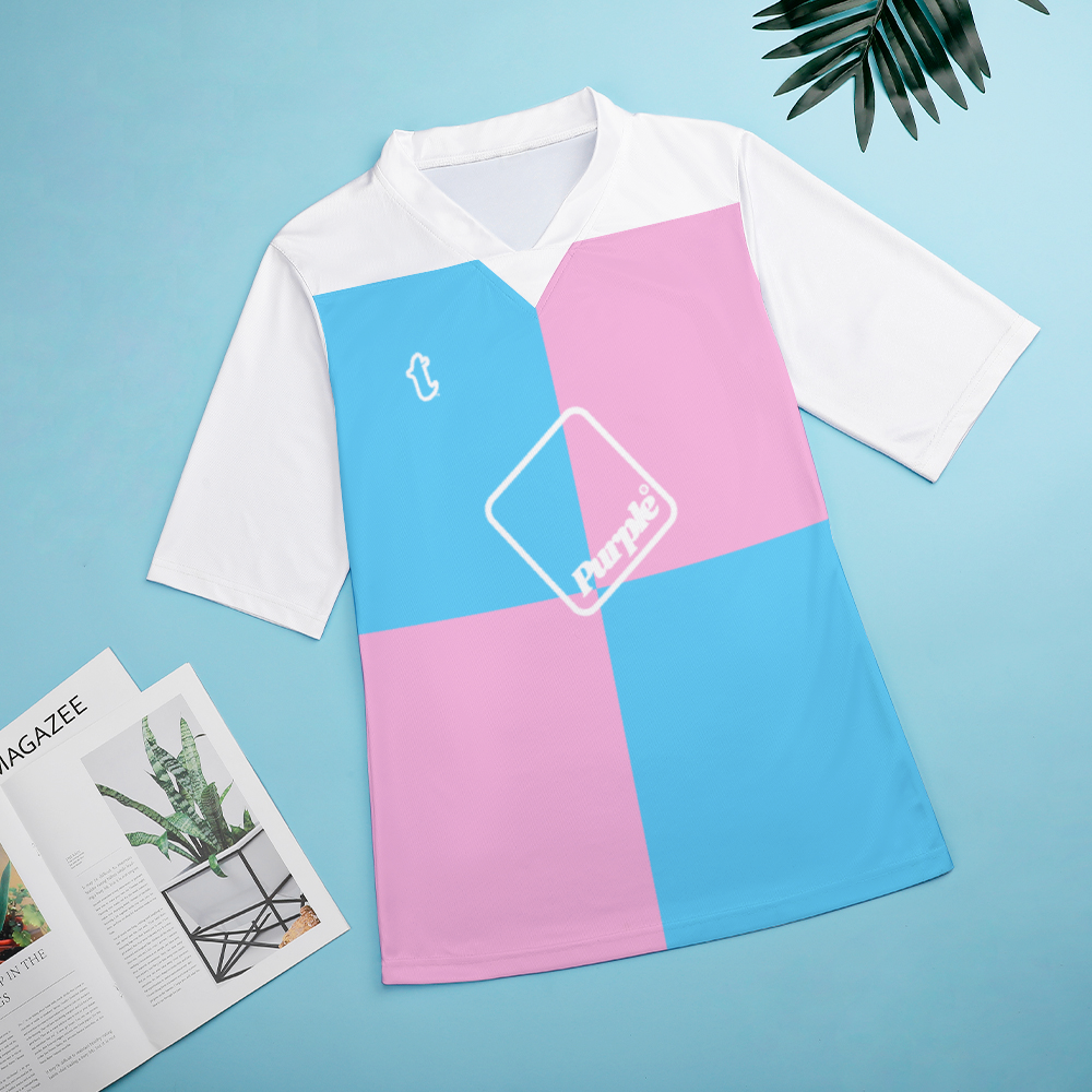 Plus Size Blue Pink White Pride Rugby League Short-Sleeved Jersey