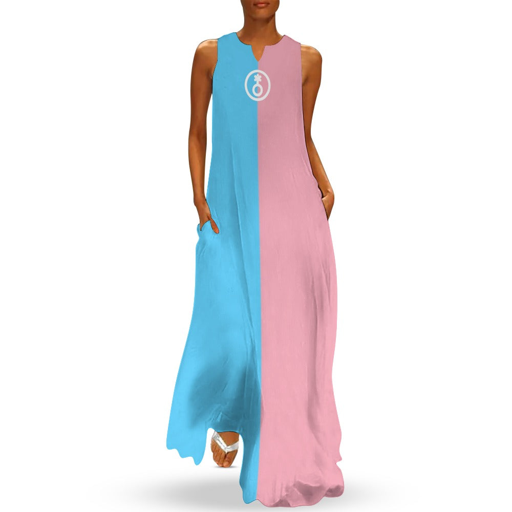 Trans Coloured Trans Paris Pride Ankle-Length Beach Dress