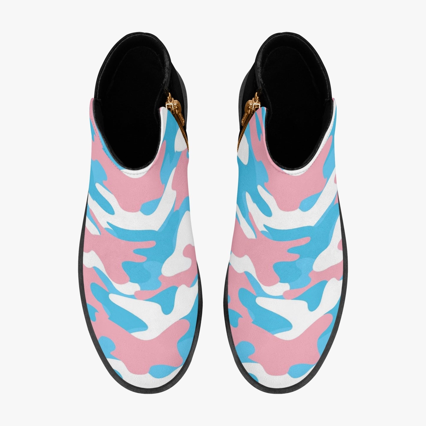 Blue Pink White Pride Camouflage Zipper Ankle Boots