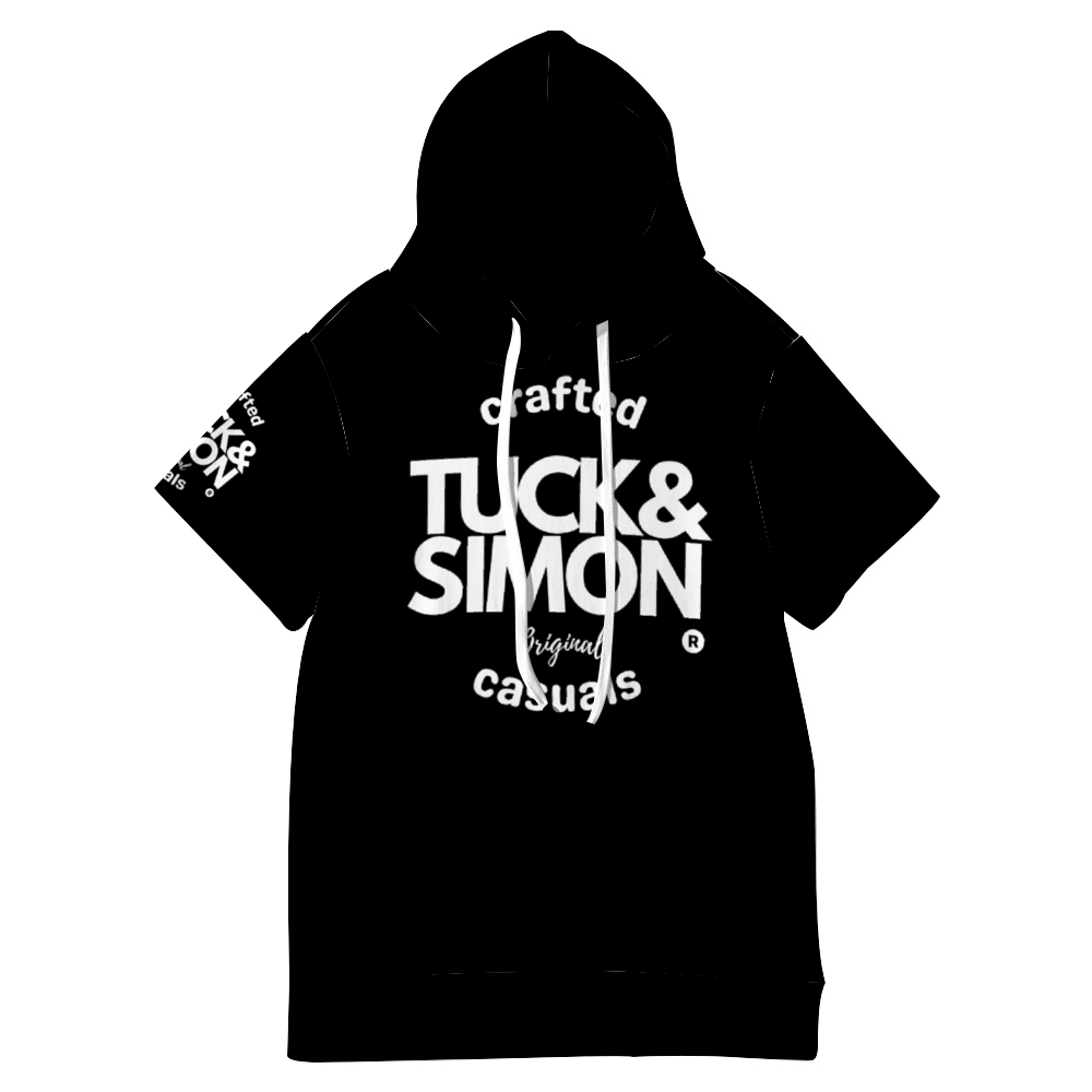 Tuck&Simon Originals Black Hooded Short-Sleeve T-Shirt