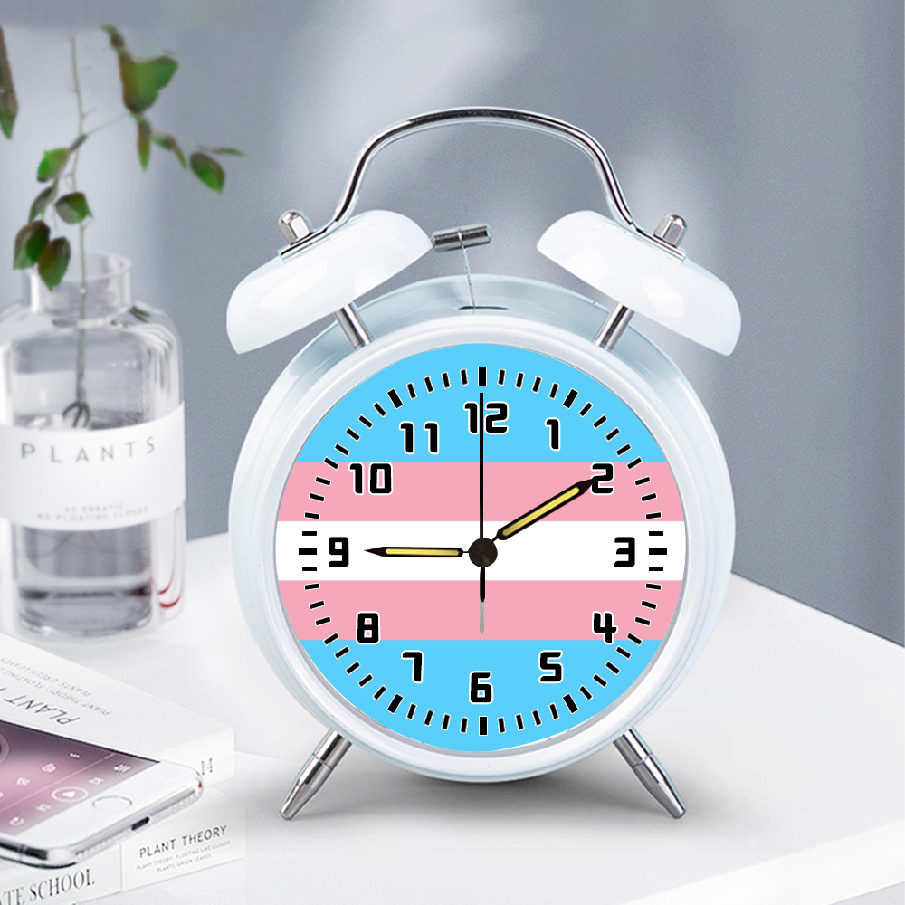 Blue Pink White Pride Edition Twin-Bell Clock