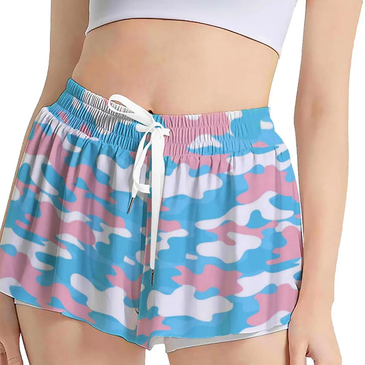 Blue Pink White Pride Camouflage Fitness Sport Culottes
