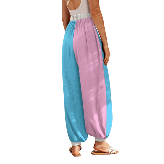 Blue Pink White All Over Pride Baggy Tie-Up Lounge Pants