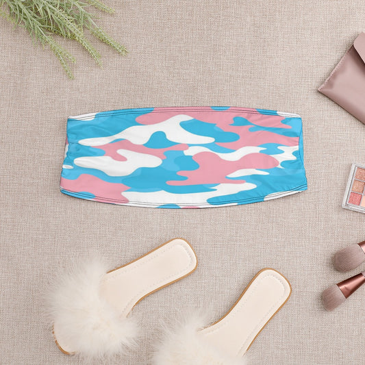 Blue Pink White Pride Strapless Cropped Bandeau Top