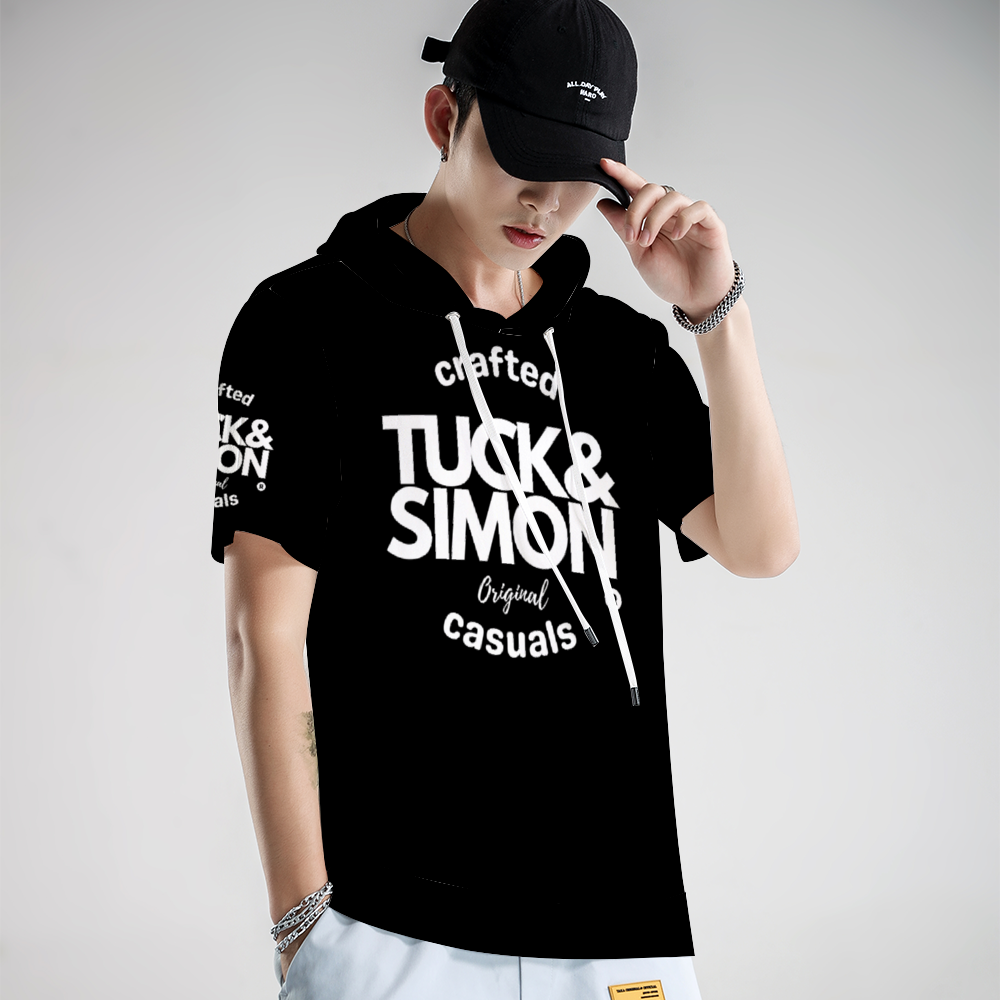 Tuck&Simon Originals Black Hooded Short-Sleeve T-Shirt