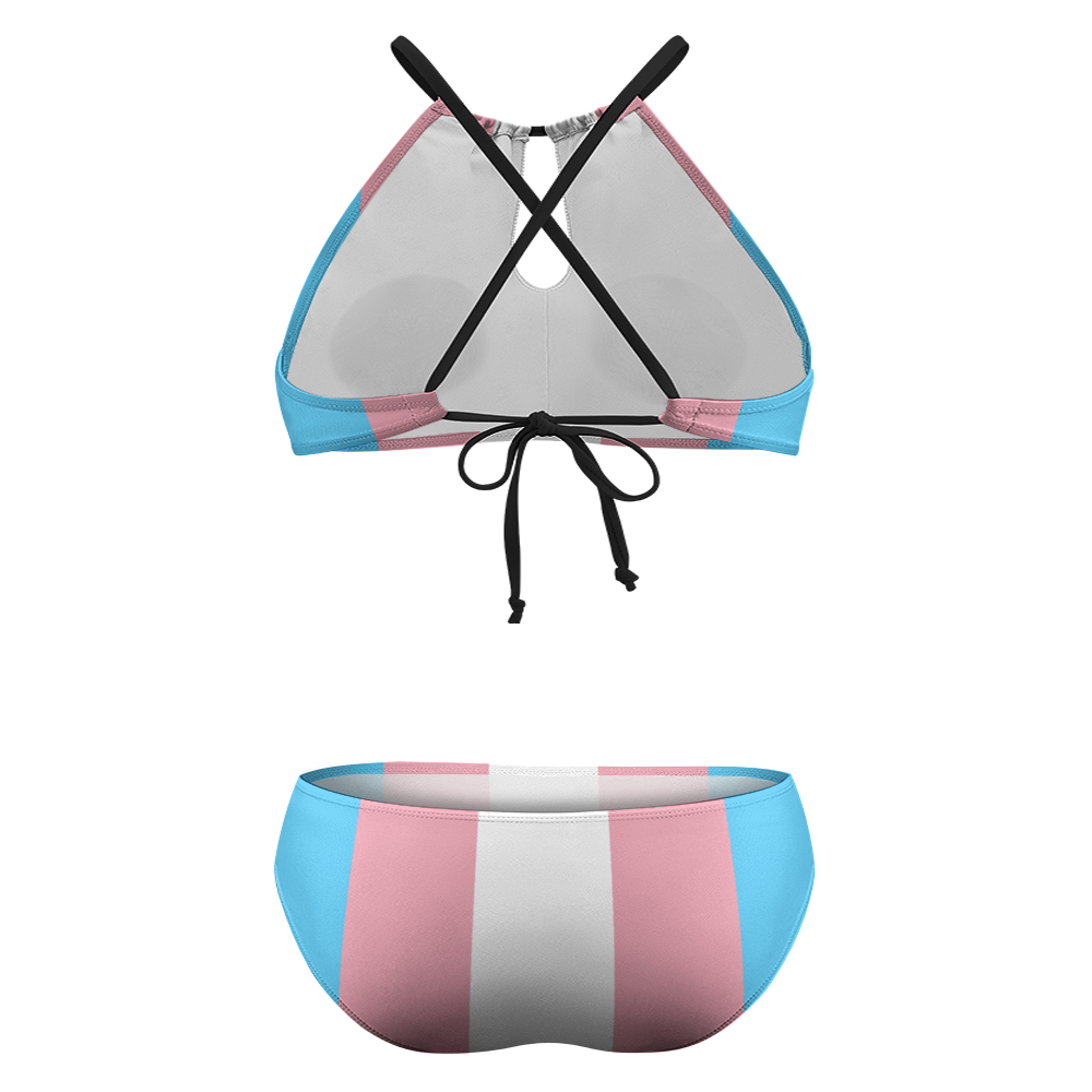 Plus Size Blue Pink White Pride Two Piece Stylish Bikini
