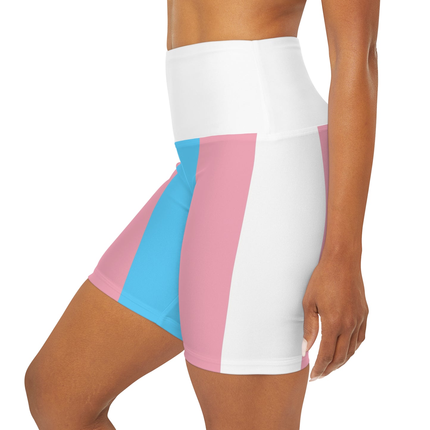 Blue Pink White High Waisted Yoga Shorts