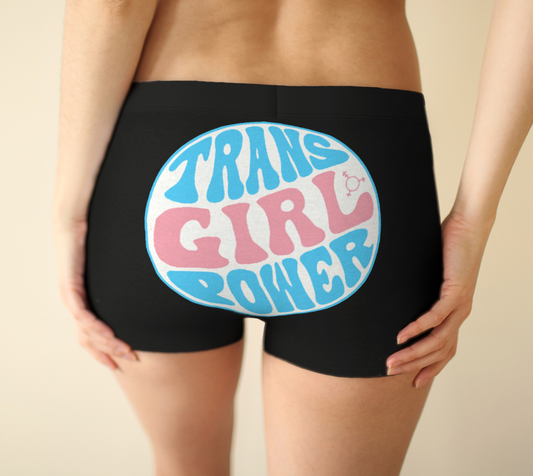 Black 'TRANS GIRL POWER' Boyshort Panty