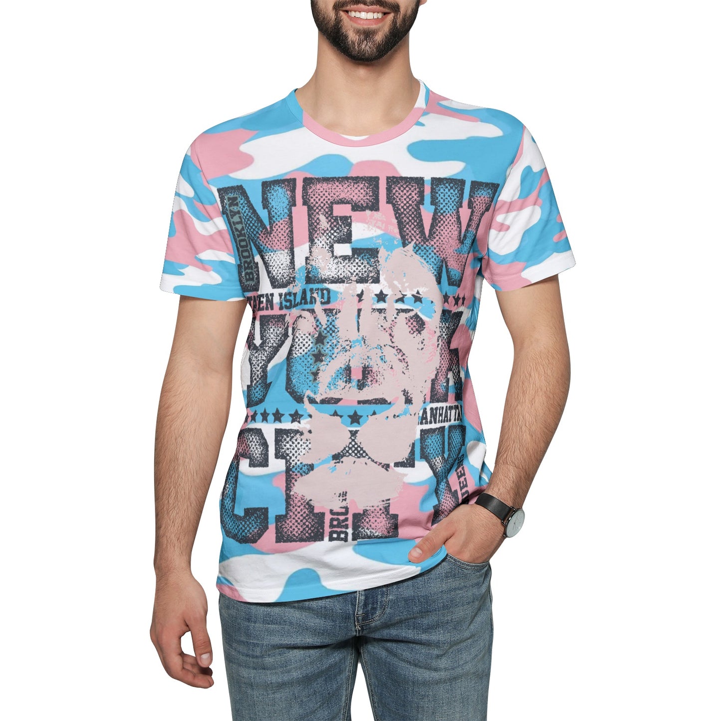 Teen - Plus Size Blue Pink White NYC Pride Camouflage T-Shirt