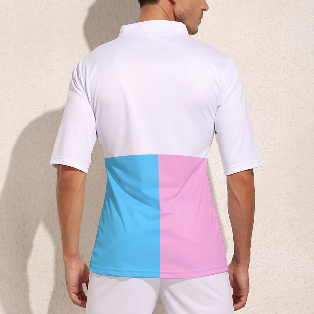 Plus Size Blue Pink White Pride Rugby League Short-Sleeved Jersey