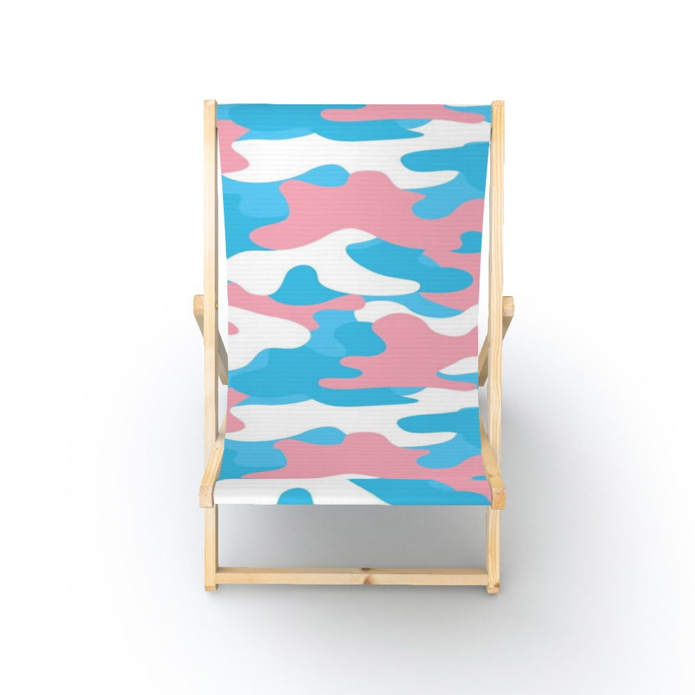 Blue Pink White All Over Trans Pride Camouflage Giant Deckchair