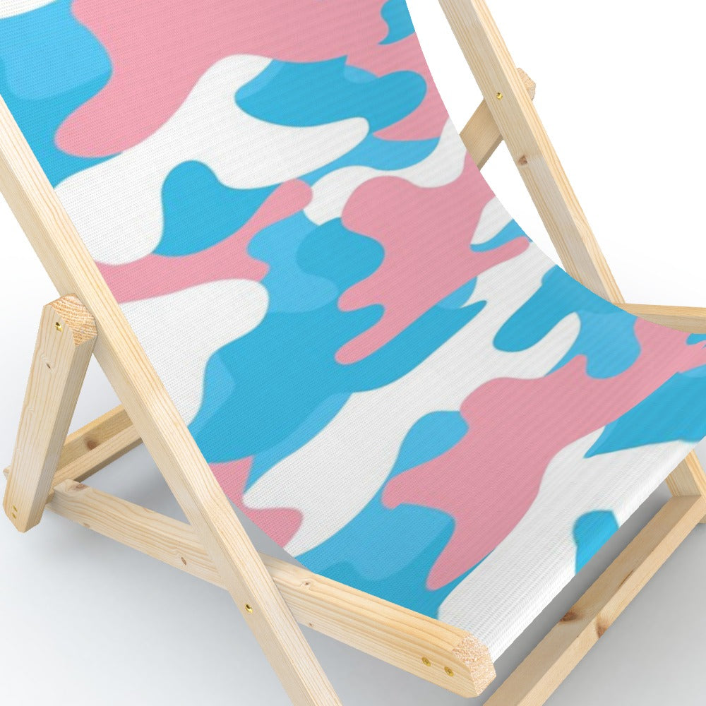 Blue Pink White All Over Trans Pride Camouflage Giant Deckchair