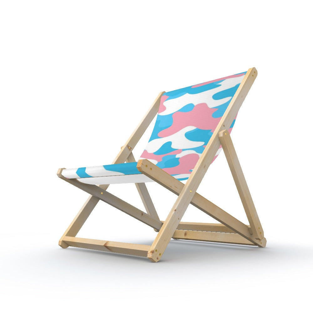 Blue Pink White All Over Trans Pride Camouflage Giant Deckchair