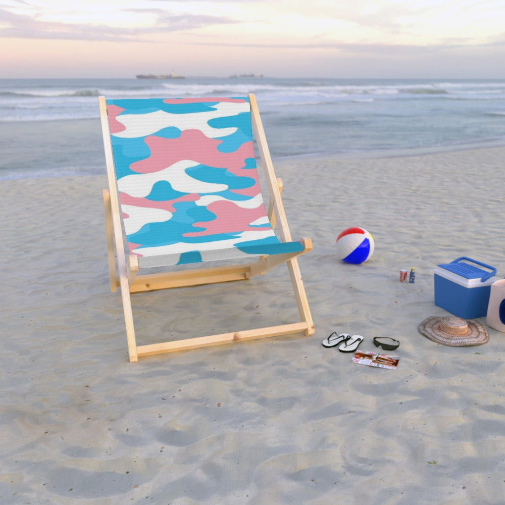 Blue Pink White All Over Trans Pride Camouflage Giant Deckchair