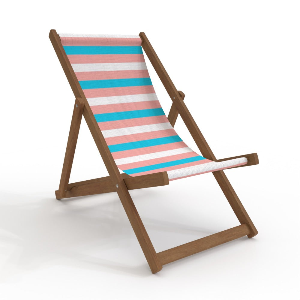 Blue Pink White All Over Pride Candy Striped Canvas Deckchair