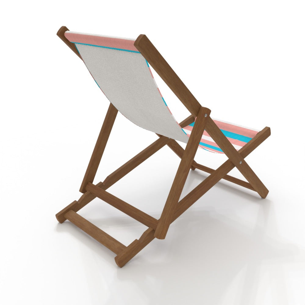 Blue Pink White All Over Pride Candy Striped Canvas Deckchair