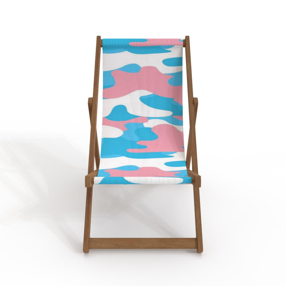 Blue Pink White All Over Pride Camouflage Canvas Deckchair