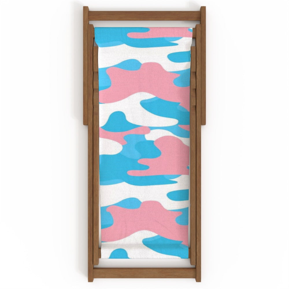 Blue Pink White All Over Pride Camouflage Canvas Deckchair