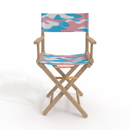 Blue Pink White All Over Camouflage Pride Printed Canvas Directors Chair