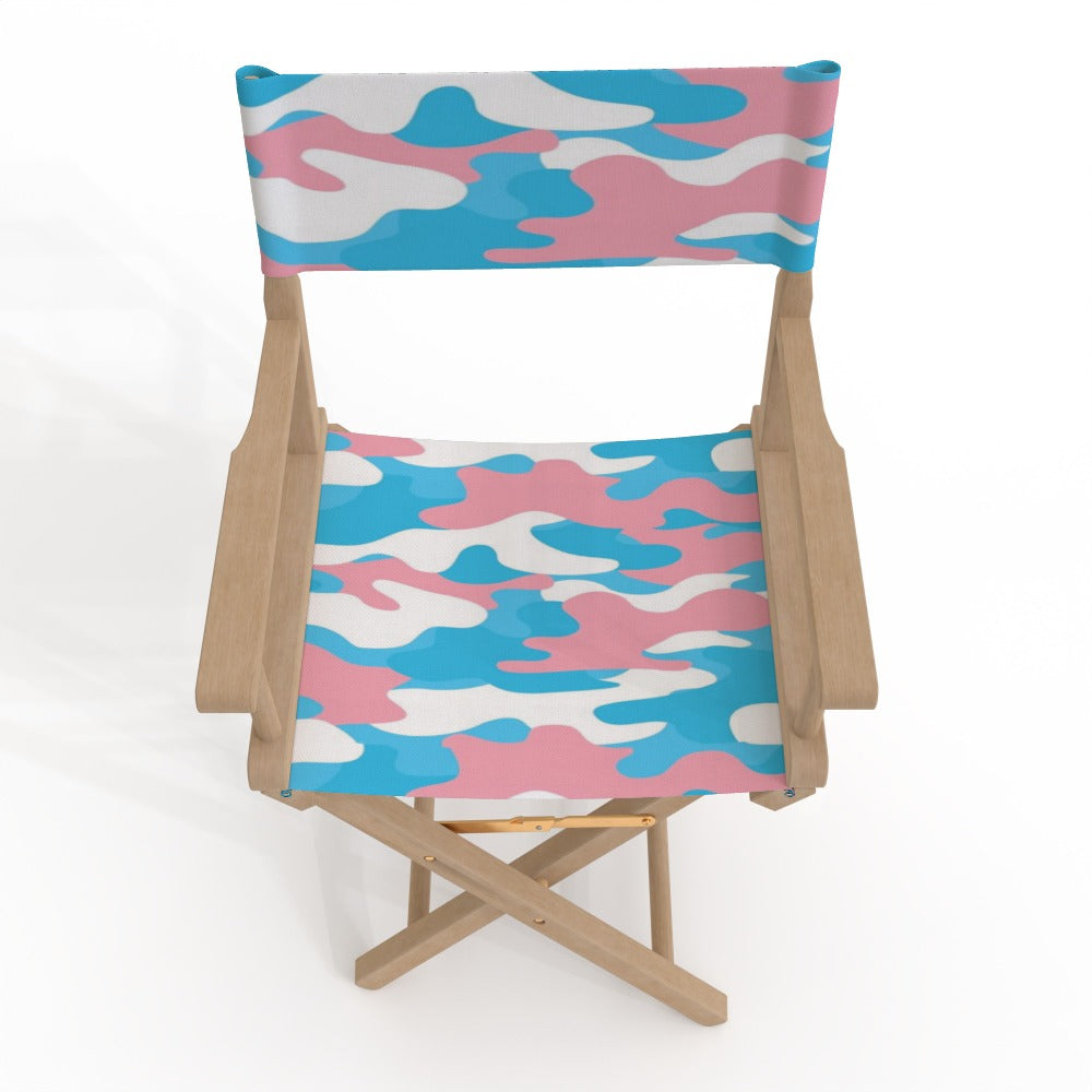 Blue Pink White All Over Camouflage Pride Printed Canvas Directors Chair