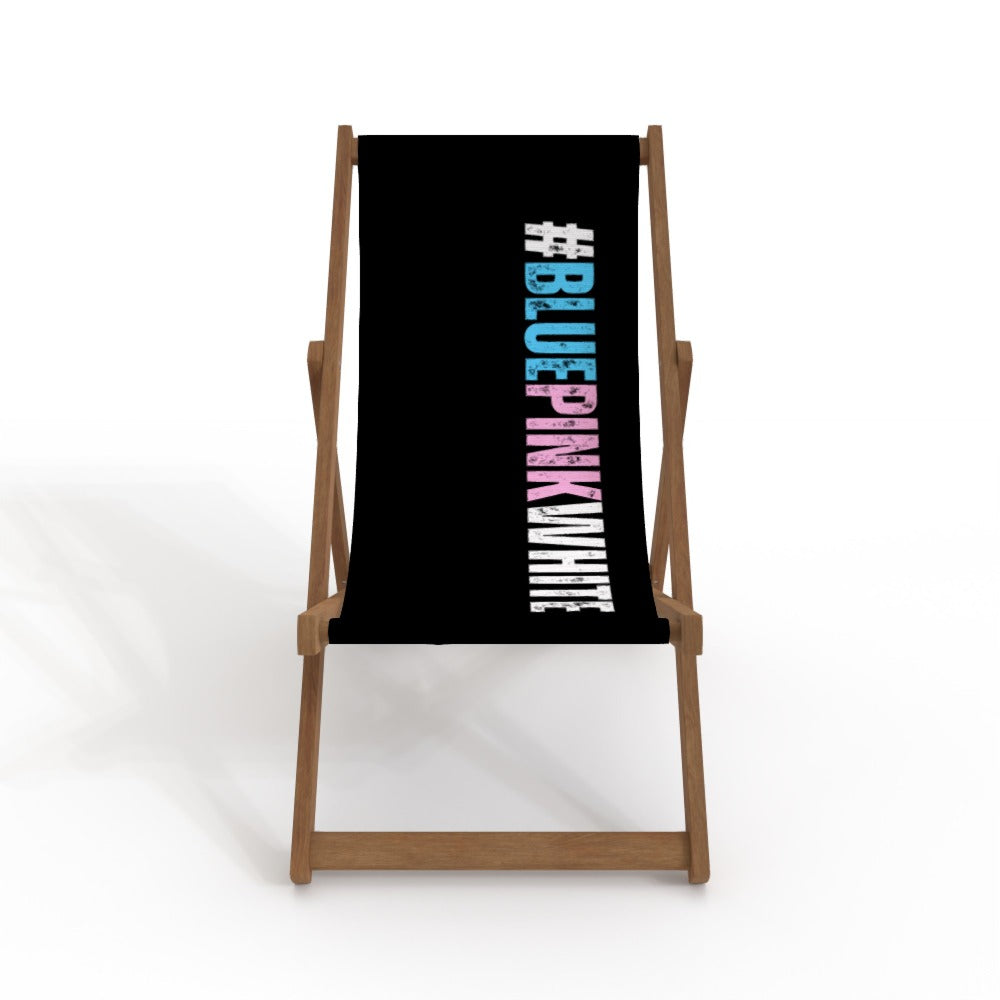 Blue Pink White All Over Pride Hashtag Series Canvas Deckchair