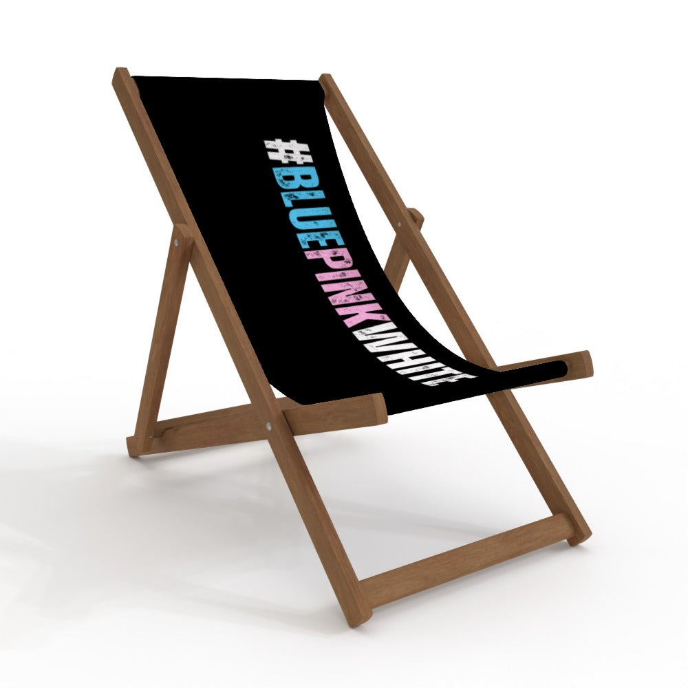Blue Pink White All Over Pride Hashtag Series Canvas Deckchair
