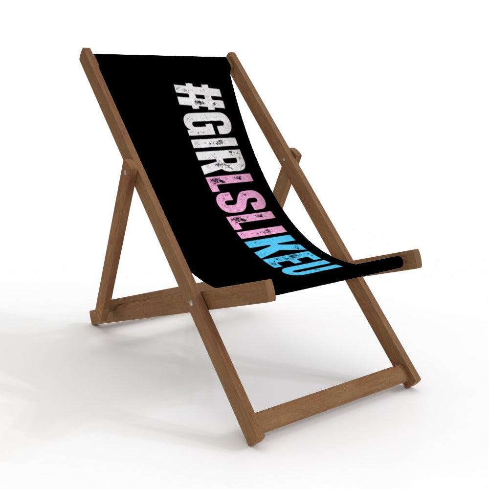 Blue Pink White All Over Pride Black Hashtag Series Canvas Deckchair