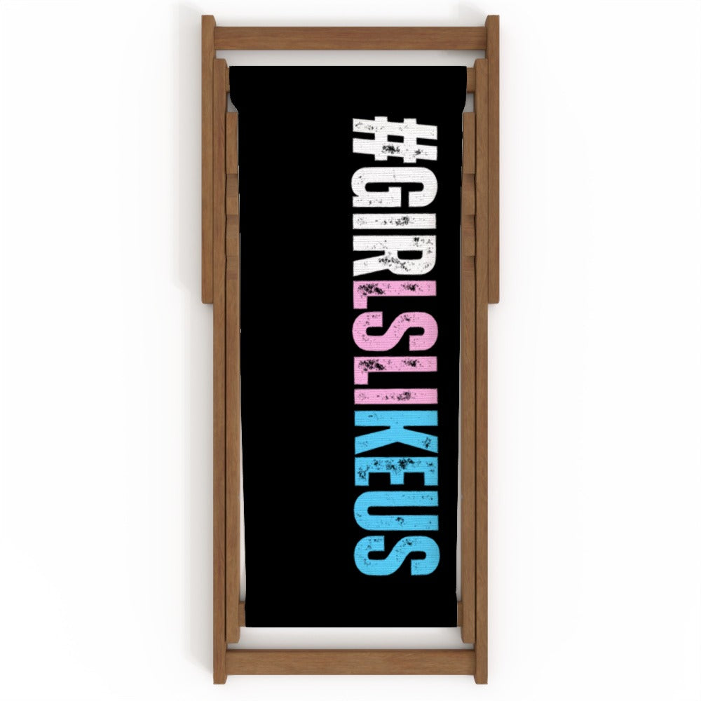 Blue Pink White All Over Pride Black Hashtag Series Canvas Deckchair