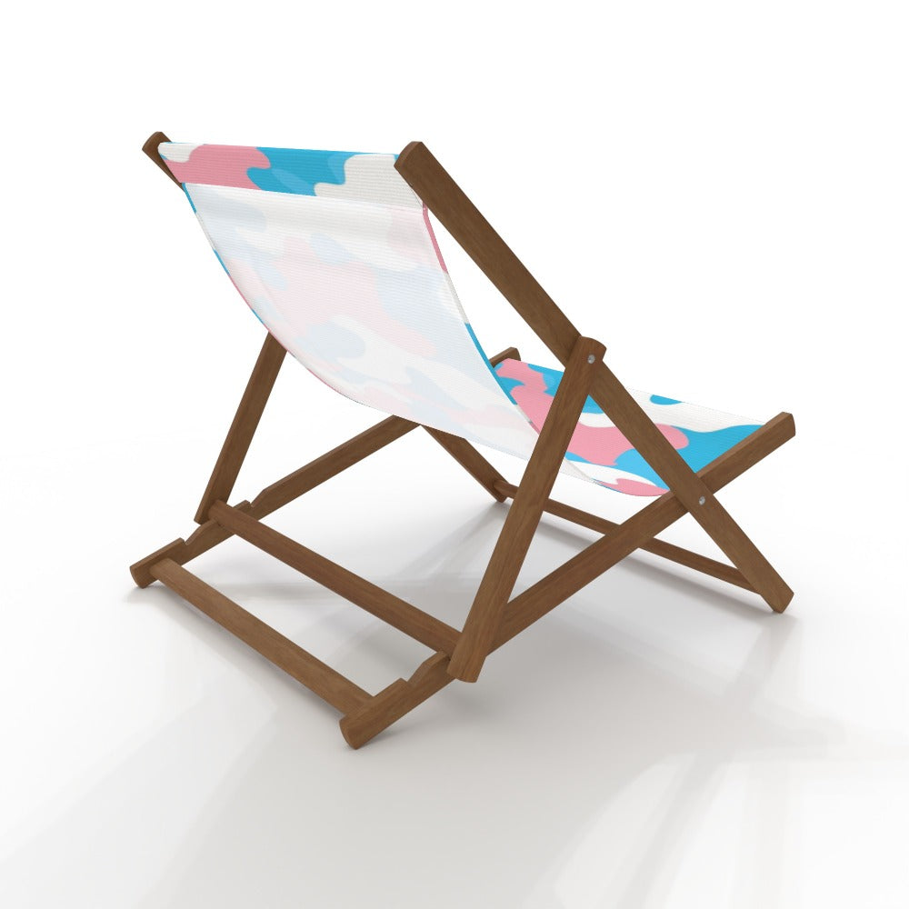 Blue Pink White All Over Pride Camouflage Wide Boy Canvas Deckchair